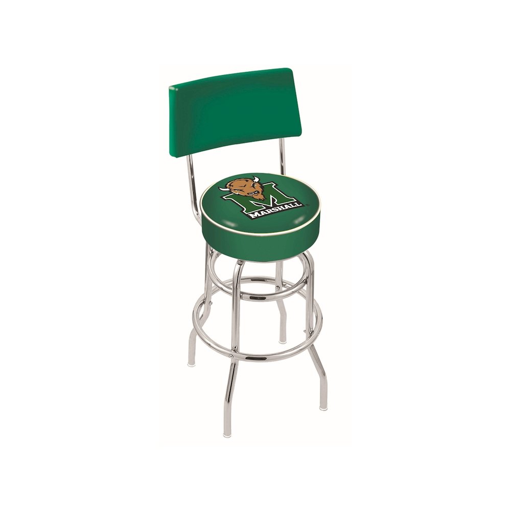 25" L7C4 - Chrome Double Ring Marshall Swivel Bar Stool with a Back by Holland Bar Stool Company. Picture 1