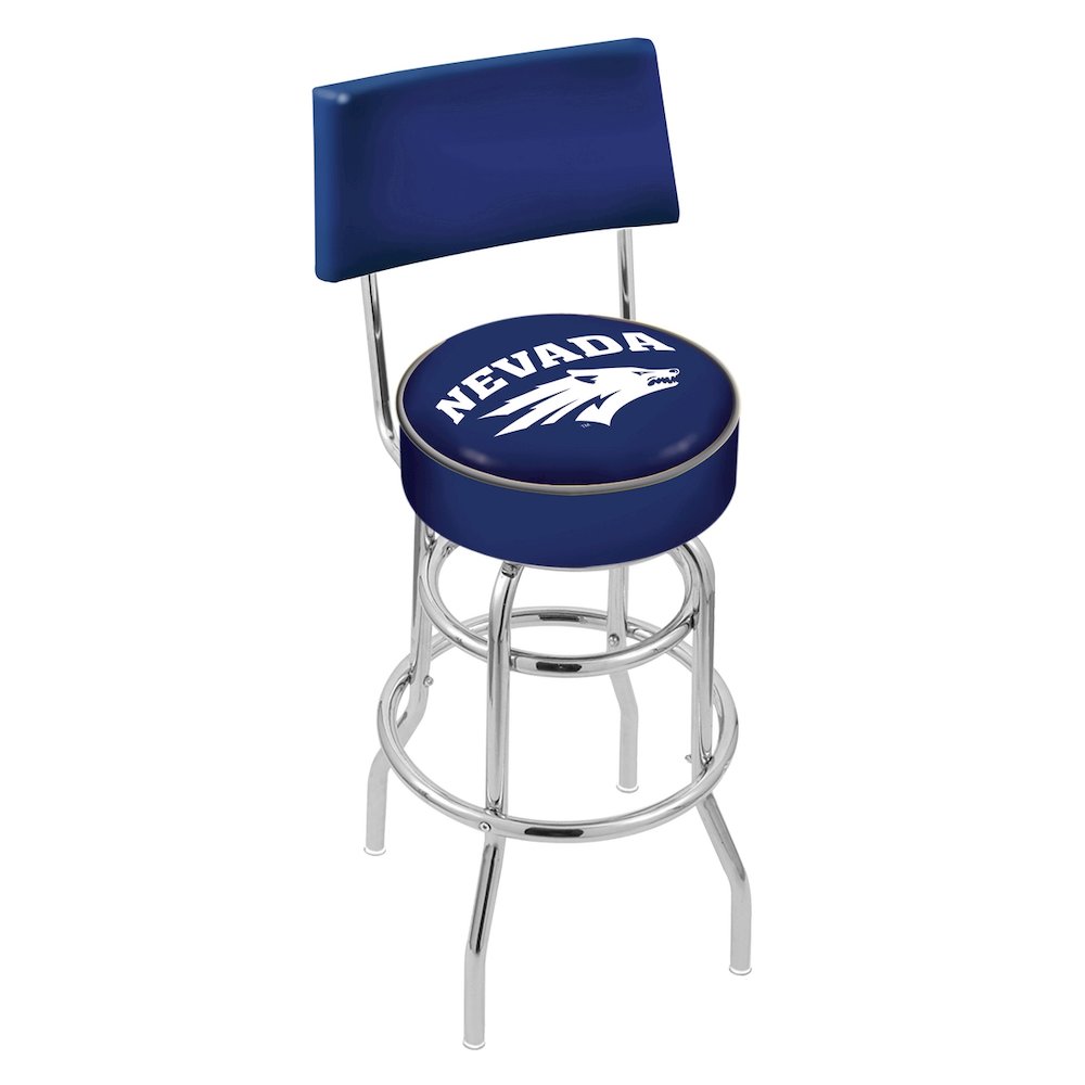 25" L7C4 - Chrome Double Ring Nevada Swivel Bar Stool with a Back by Holland Bar Stool Company. Picture 1