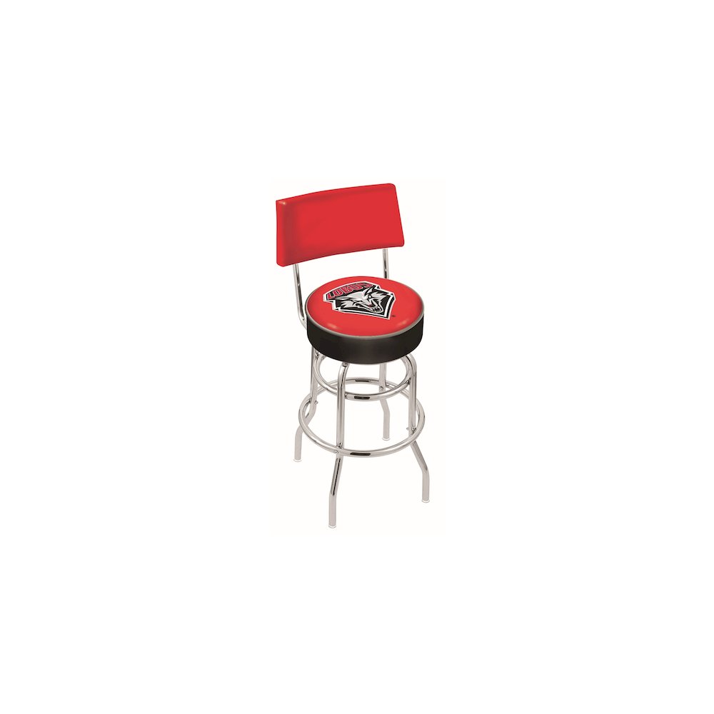 25" L7C4 - Chrome Double Ring New Mexico Swivel Bar Stool with a Back by Holland Bar Stool Company. Picture 1