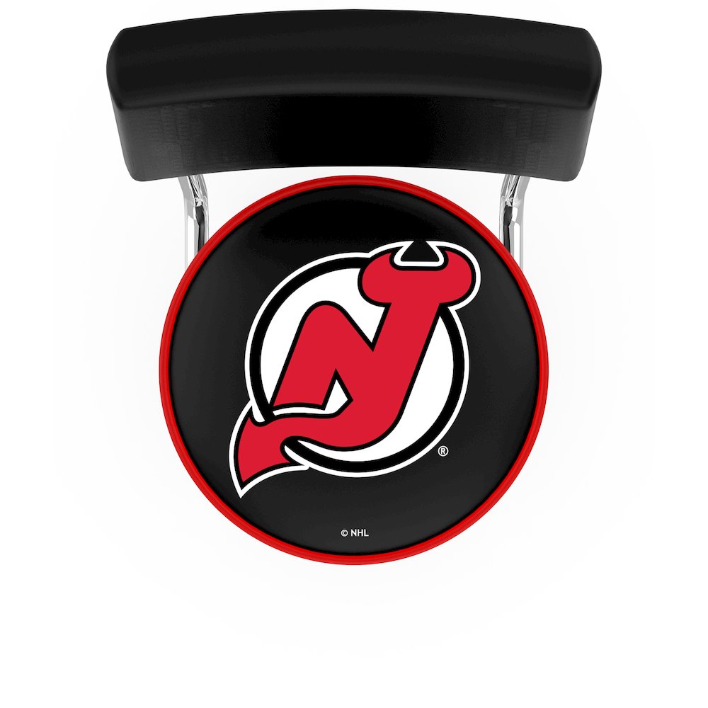 25" L7C4 - Chrome Double Ring New Jersey Devils Swivel Bar Stool with a Back by Holland Bar Stool Company. Picture 2