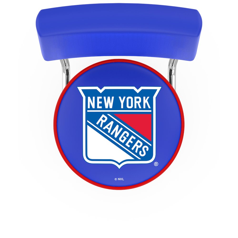 25" L7C4 - Chrome Double Ring New York Rangers Swivel Bar Stool with a Back by Holland Bar Stool Company. Picture 2