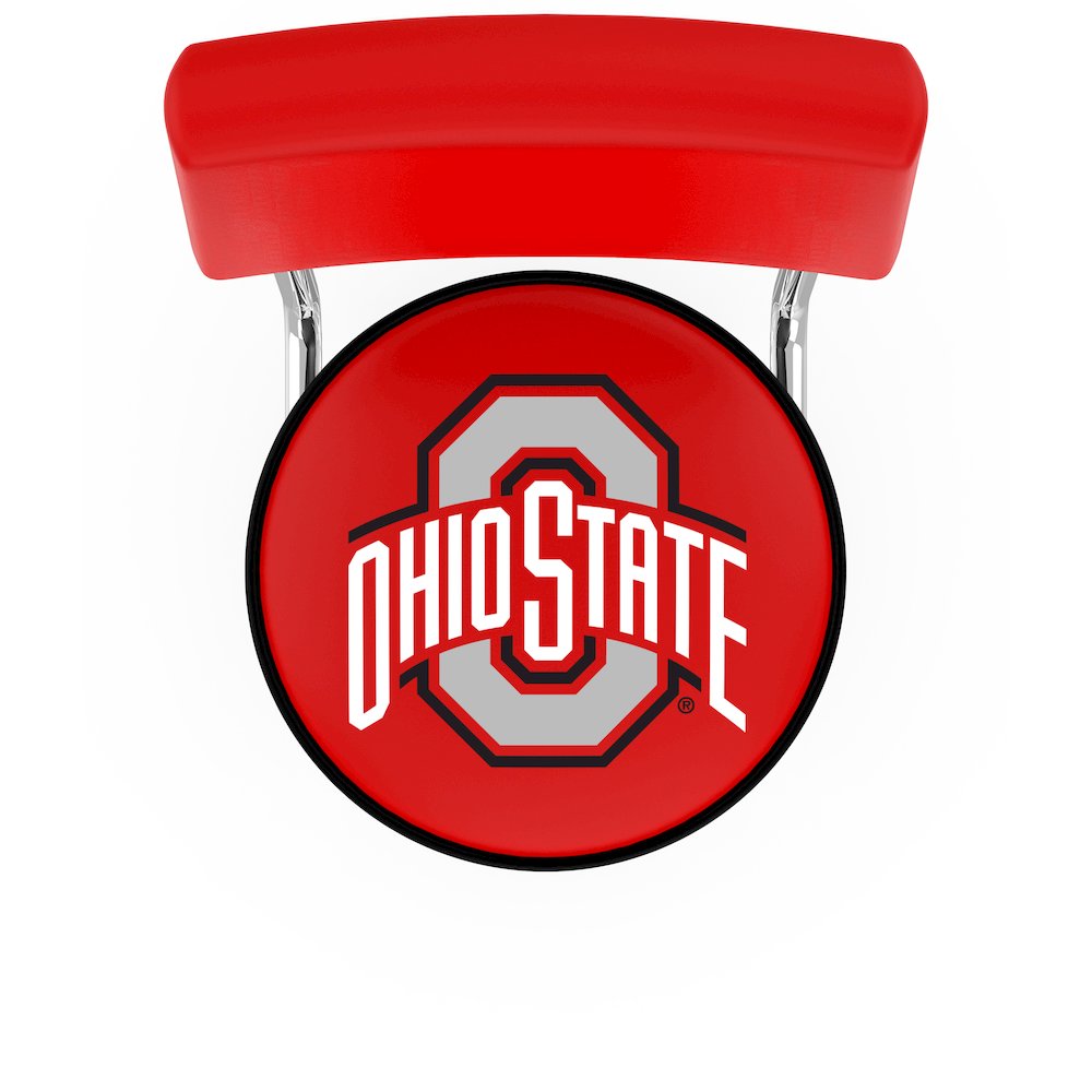 25" L7C4 - Chrome Double Ring Ohio State Swivel Bar Stool with a Back by Holland Bar Stool Company. Picture 2