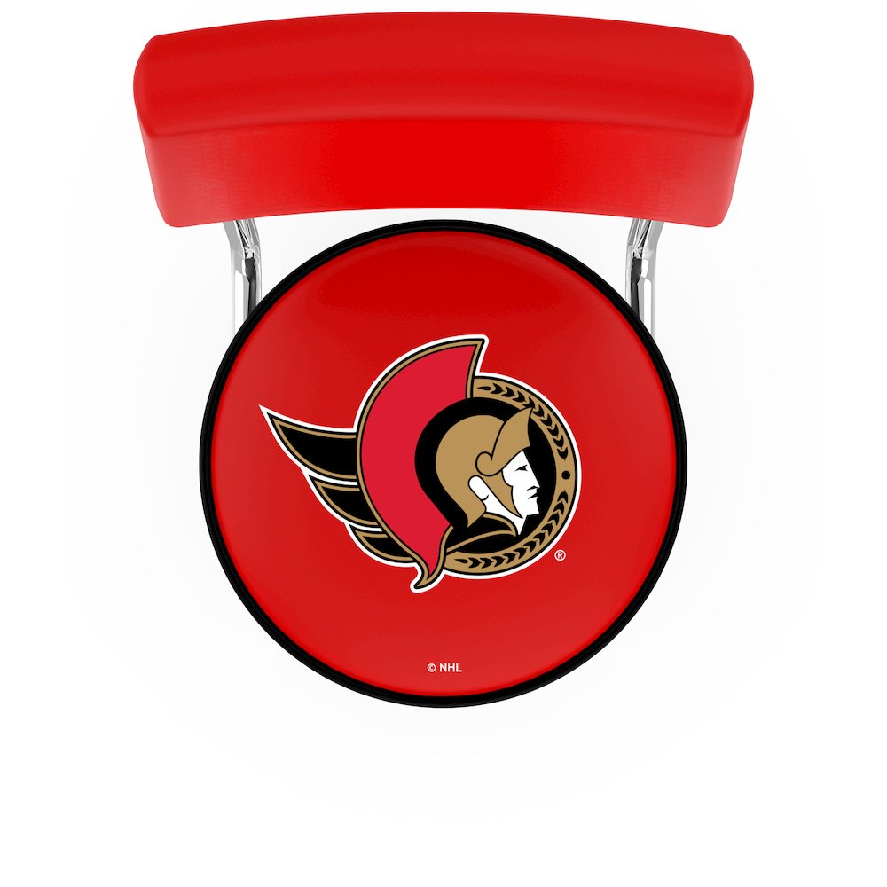 25" L7C4 - Chrome Double Ring Ottawa Senators Swivel Bar Stool with a Back by Holland Bar Stool Company. Picture 2