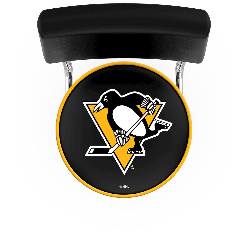 25" L7C4 - Chrome Double Ring Pittsburgh Penguins Swivel Bar Stool with a Back by Holland Bar Stool Company. Picture 2