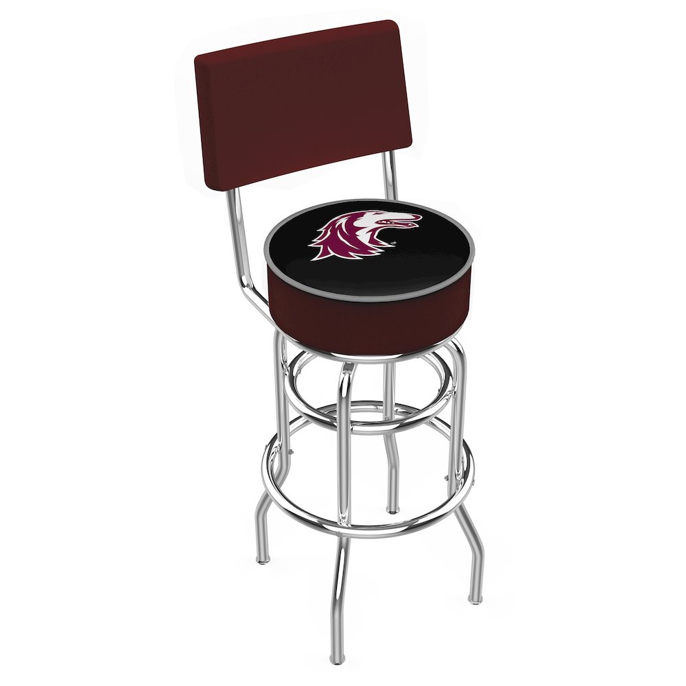 25" L7C4 - Chrome Double Ring Southern Illinois Swivel Bar Stool with a Back by Holland Bar Stool Company. Picture 1
