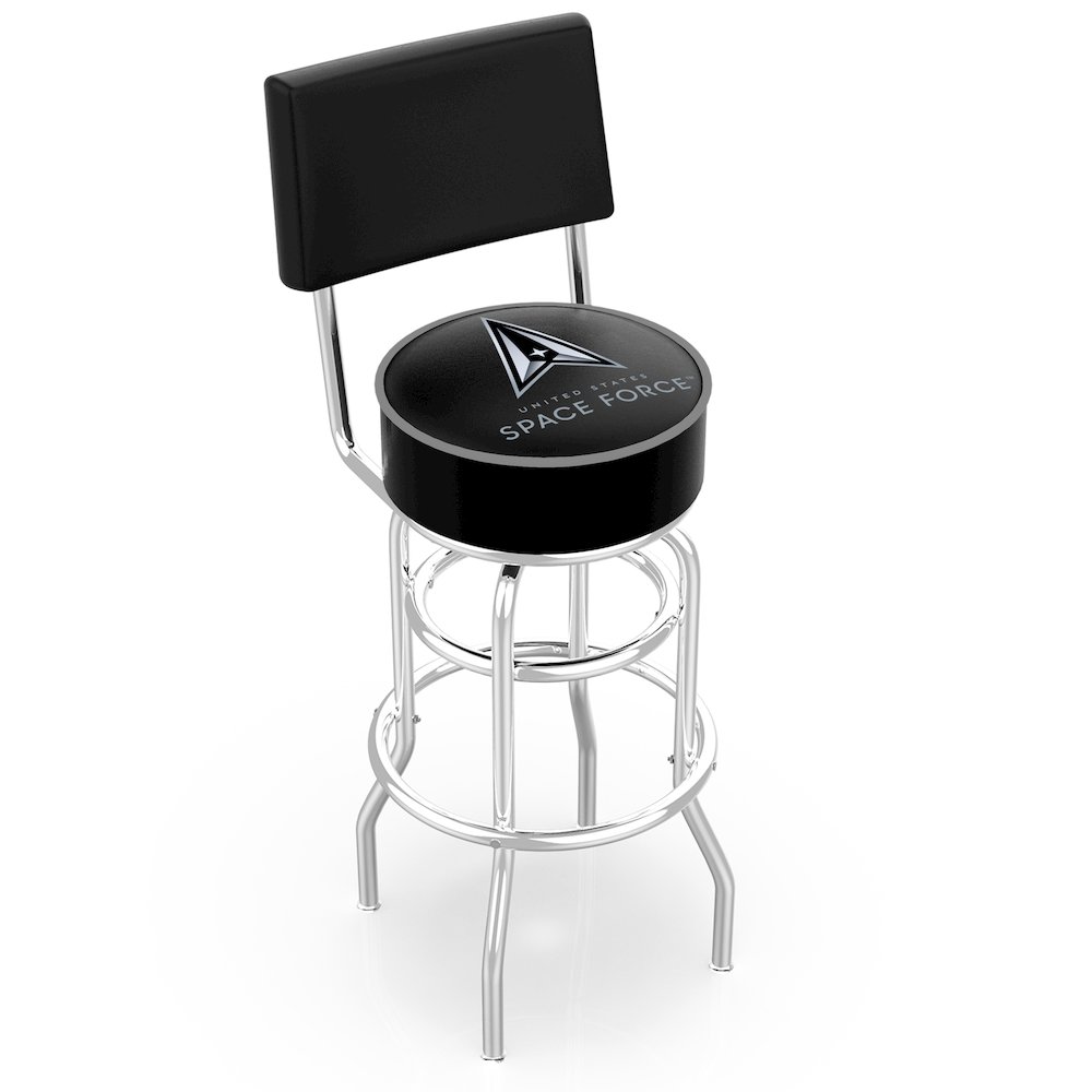 U.S. Space Force 25" Double-Ring Swivel Counter Stool with Chrome Finish. Picture 1