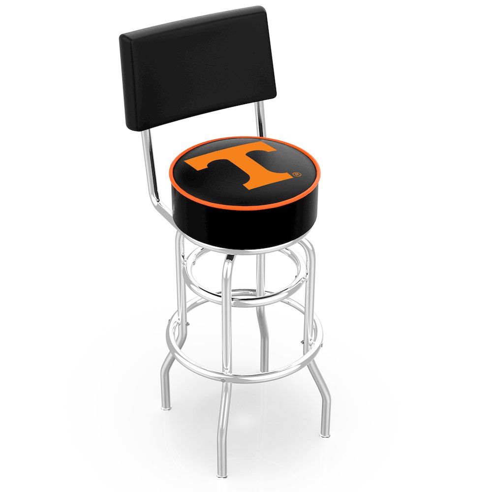 25" L7C4 - Chrome Double Ring Tennessee Swivel Bar Stool with a Back by Holland Bar Stool Company. Picture 1