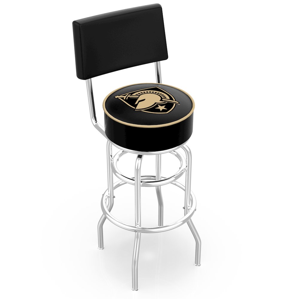 25" L7C4 - Chrome Double Ring US Military Academy (ARMY) Swivel Bar Stool with a Back by Holland Bar Stool Company. Picture 1