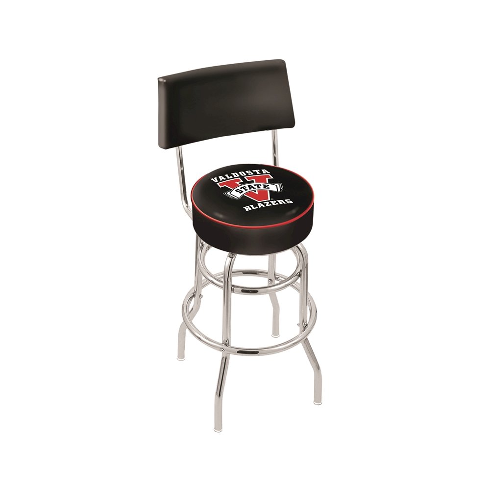 25" L7C4 - Chrome Double Ring Valdosta State Swivel Bar Stool with a Back by Holland Bar Stool Company. Picture 1