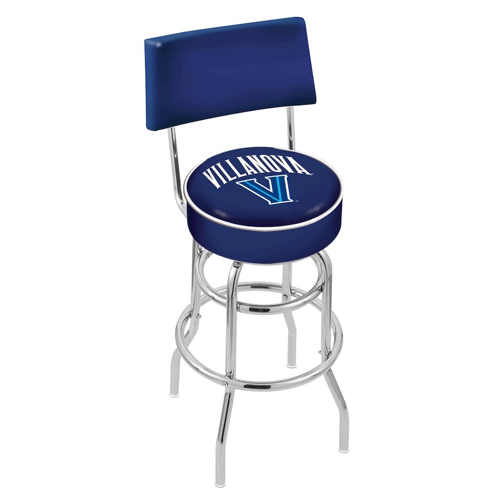 25" L7C4 - Chrome Double Ring Villanova Swivel Bar Stool with a Back by Holland Bar Stool Company. Picture 1