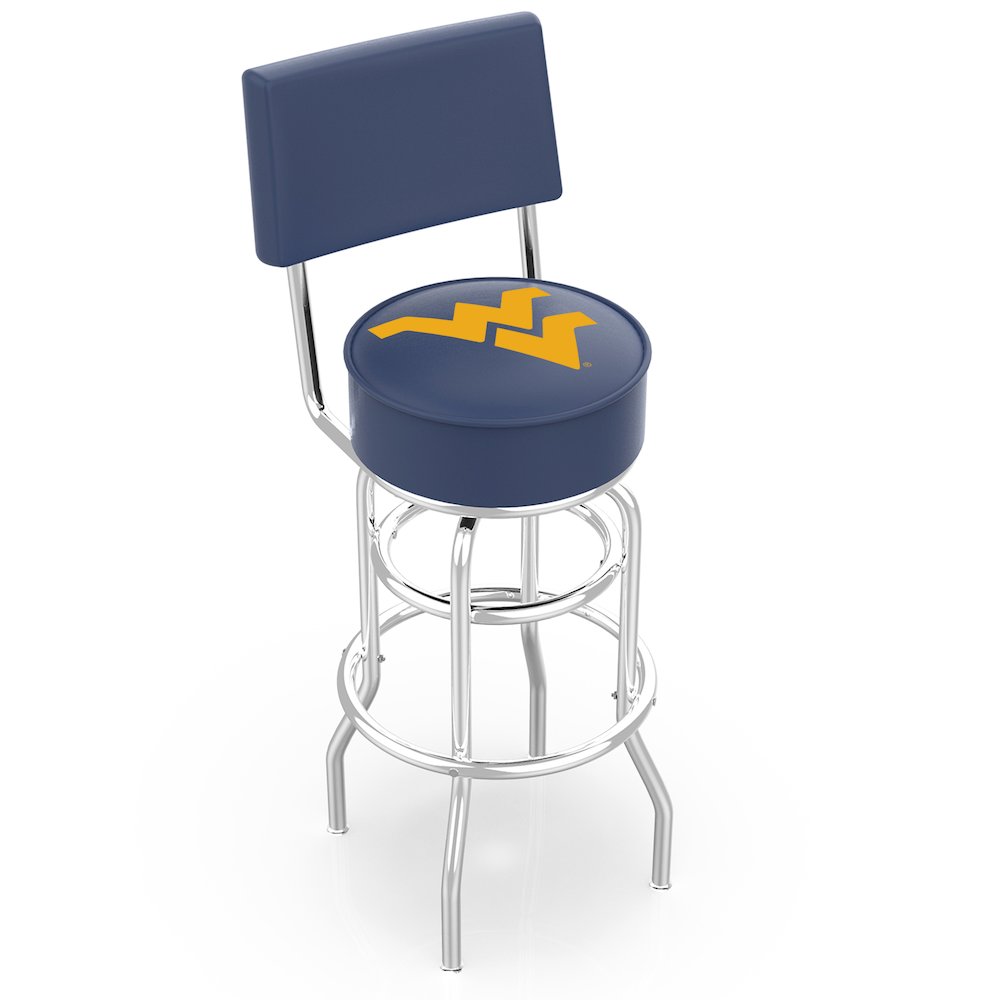 25" L7C4 - Chrome Double Ring West Virginia Swivel Bar Stool with a Back by Holland Bar Stool Company. Picture 1