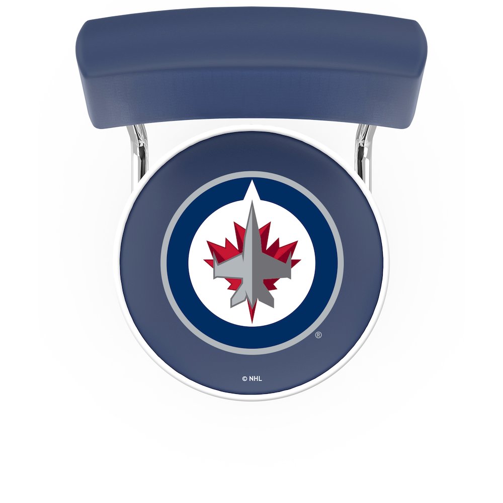 25" L7C4 - Chrome Double Ring Winnipeg Jets Swivel Bar Stool with a Back by Holland Bar Stool Company. Picture 2
