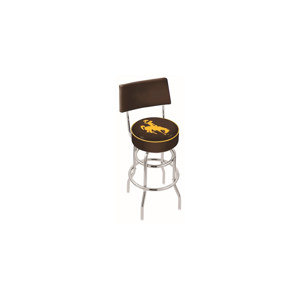 25" L7C4 - Chrome Double Ring Wyoming Swivel Bar Stool with a Back by Holland Bar Stool Company. Picture 1