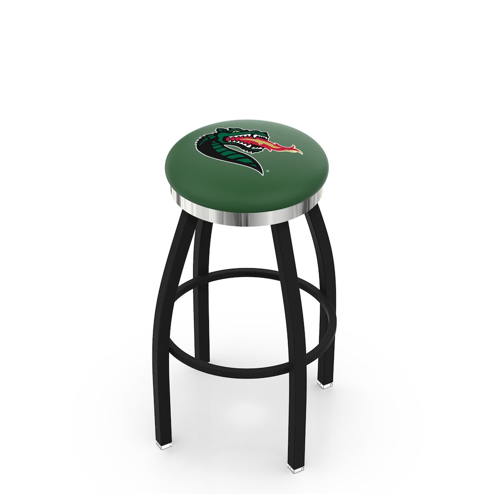 36" L8B2C - Black Wrinkle UAB Swivel Bar Stool with Chrome Accent Ring by Holland Bar Stool Company. Picture 1