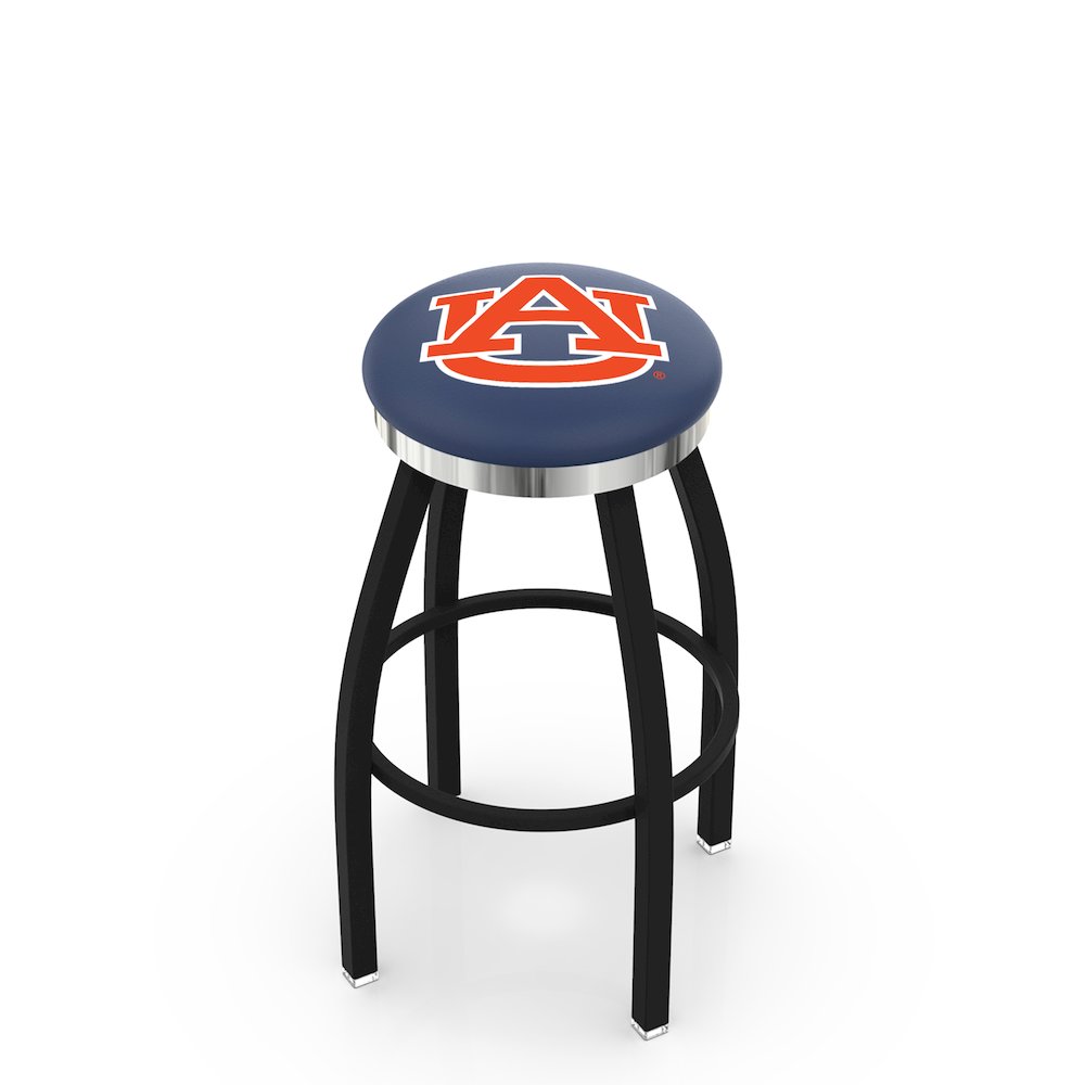 36" L8B2C - Black Wrinkle Auburn Swivel Bar Stool with Chrome Accent Ring by Holland Bar Stool Company. Picture 1