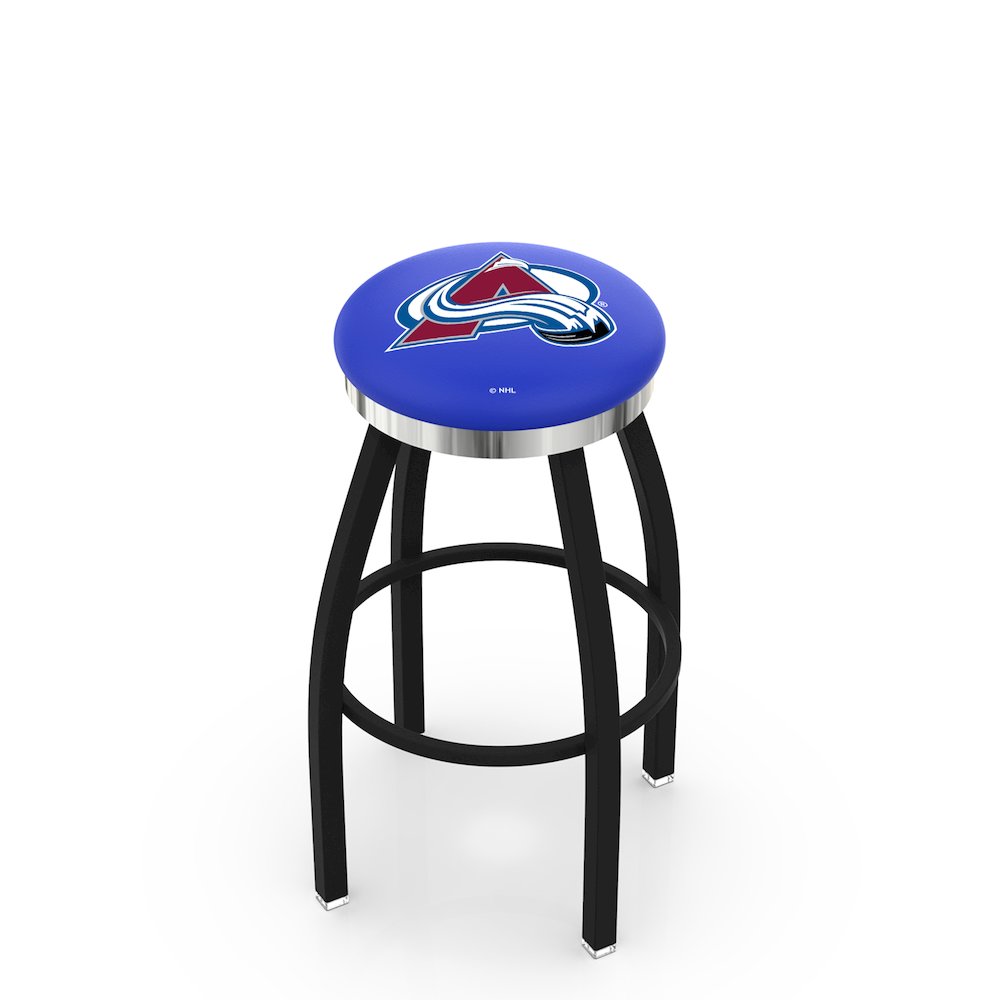 36" L8B2C - Black Wrinkle Colorado Avalanche Swivel Bar Stool with Chrome Accent Ring by Holland Bar Stool Company. Picture 1