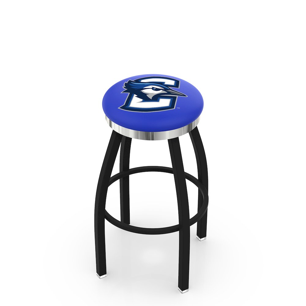 36" L8B2C - Black Wrinkle Creighton Swivel Bar Stool with Chrome Accent Ring by Holland Bar Stool Company. Picture 1