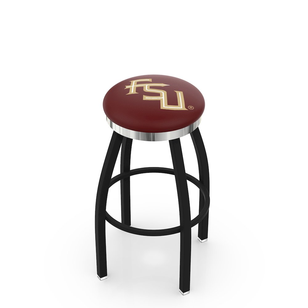 36" L8B2C - Black Wrinkle Florida State (Script) Swivel Bar Stool with Chrome Accent Ring by Holland Bar Stool Company. Picture 1