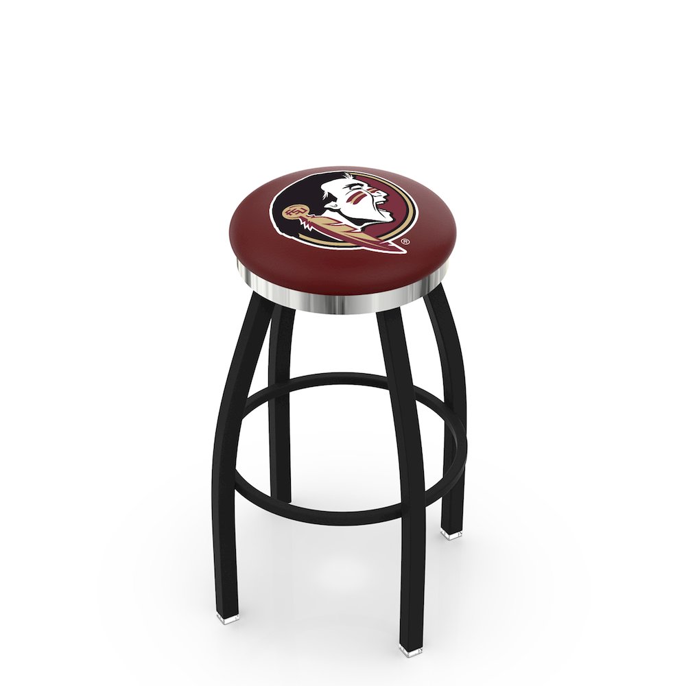 36" L8B2C - Black Wrinkle Florida State (Head) Swivel Bar Stool with Chrome Accent Ring by Holland Bar Stool Company. Picture 1