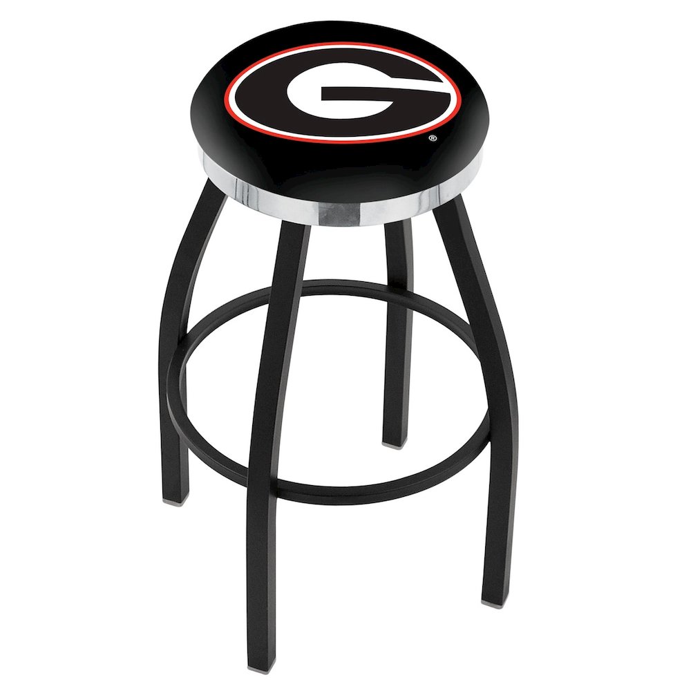 36" L8B2C - Black Wrinkle Georgia "G" Swivel Bar Stool with Chrome Accent Ring by Holland Bar Stool Company. Picture 1