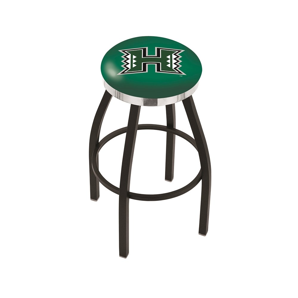 36" L8B2C - Black Wrinkle Hawaii Swivel Bar Stool with Chrome Accent Ring by Holland Bar Stool Company. Picture 1