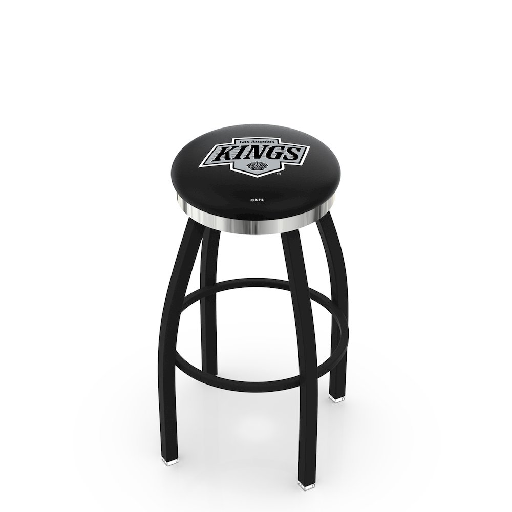 36" L8B2C - Black Wrinkle Los Angeles Kings Swivel Bar Stool with Chrome Accent Ring by Holland Bar Stool Company. Picture 1