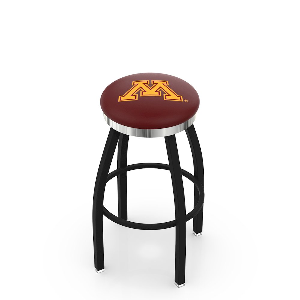 36" L8B2C - Black Wrinkle Minnesota Swivel Bar Stool with Chrome Accent Ring by Holland Bar Stool Company. Picture 1