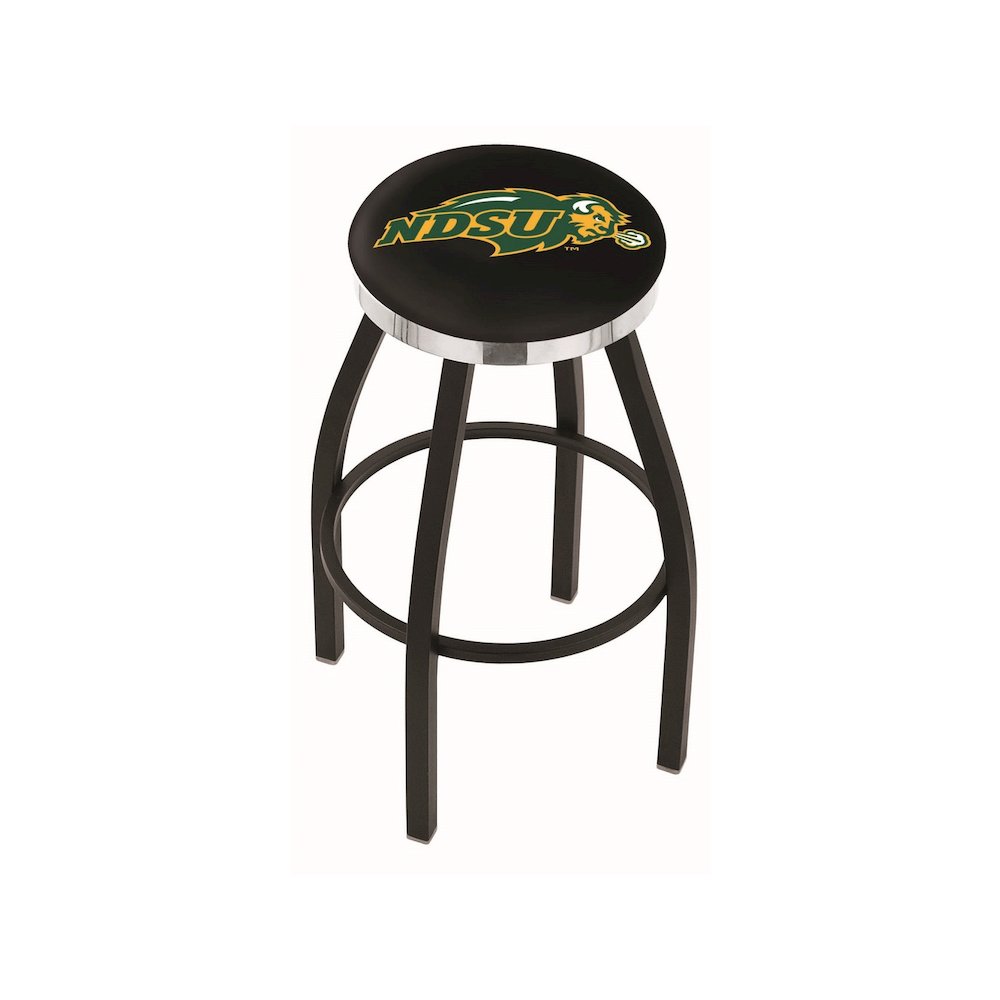36" L8B2C - Black Wrinkle North Dakota State Swivel Bar Stool with Chrome Accent Ring by Holland Bar Stool Company. Picture 1