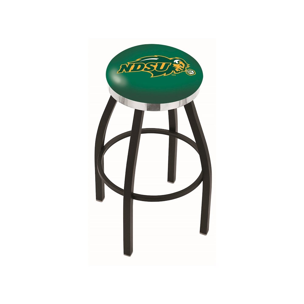 36" L8B2C - Black Wrinkle North Dakota State Swivel Bar Stool with Chrome Accent Ring by Holland Bar Stool Company. Picture 1
