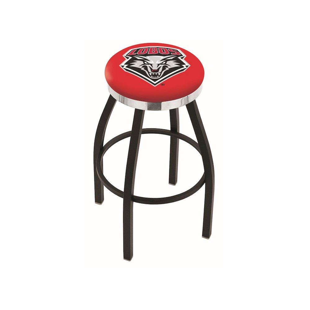 36" L8B2C - Black Wrinkle New Mexico Swivel Bar Stool with Chrome Accent Ring by Holland Bar Stool Company. Picture 1
