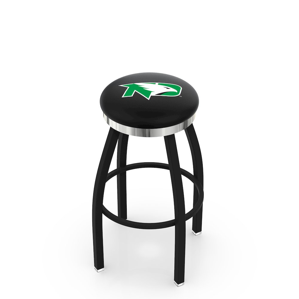 36" L8B2C - Black Wrinkle North Dakota Swivel Bar Stool with Chrome Accent Ring by Holland Bar Stool Company. Picture 1