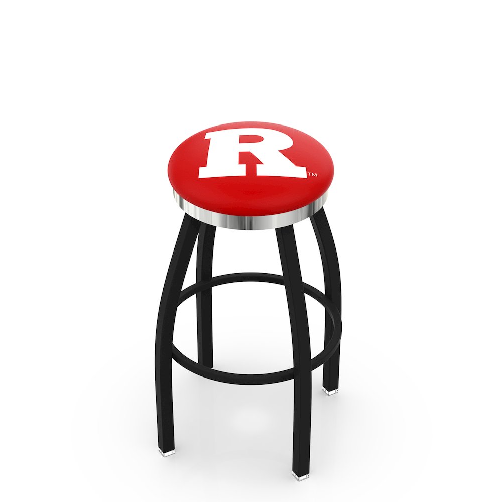 36" L8B2C - Black Wrinkle Rutgers Swivel Bar Stool with Chrome Accent Ring by Holland Bar Stool Company. Picture 1