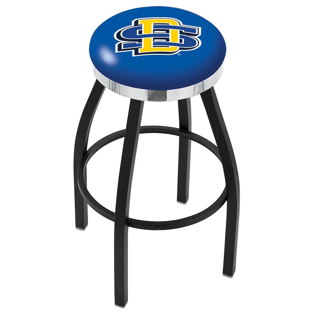 36" L8B2C - Black Wrinkle South Dakota State Swivel Bar Stool with Chrome Accent Ring by Holland Bar Stool Company. Picture 1