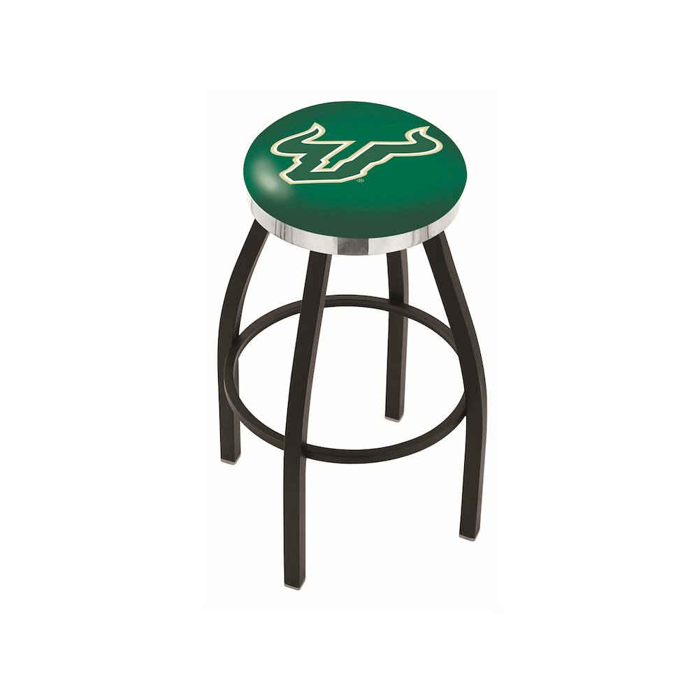 36" L8B2C - Black Wrinkle South Florida Swivel Bar Stool with Chrome Accent Ring by Holland Bar Stool Company. Picture 1