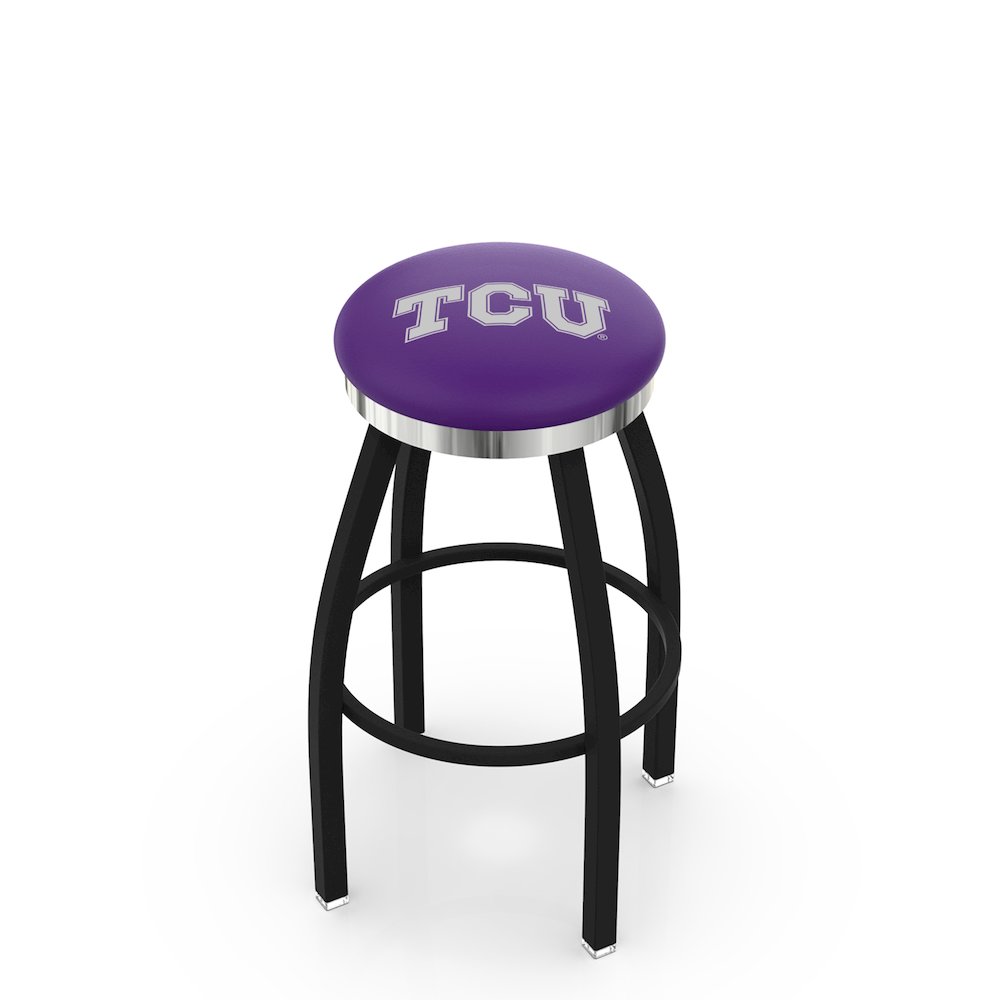 36" L8B2C - Black Wrinkle TCU Swivel Bar Stool with Chrome Accent Ring by Holland Bar Stool Company. Picture 1