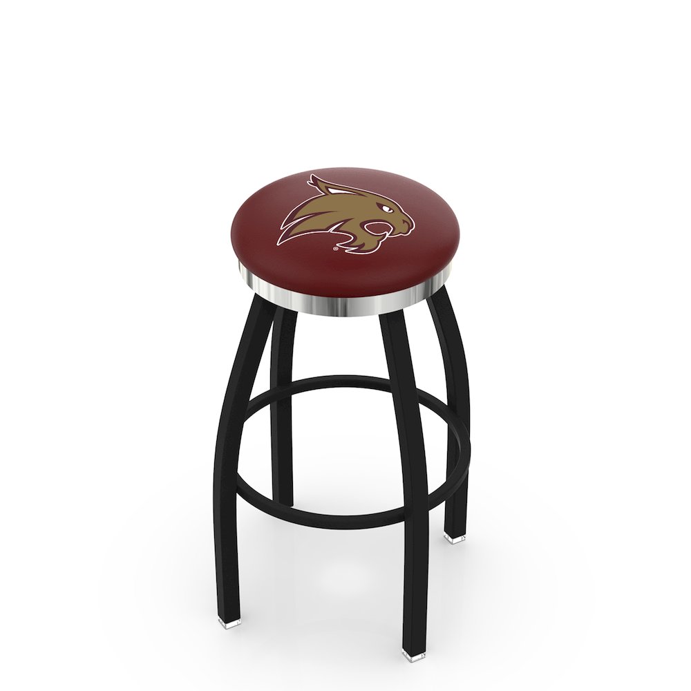 36" L8B2C - Black Wrinkle Texas State Swivel Bar Stool with Chrome Accent Ring by Holland Bar Stool Company. Picture 1