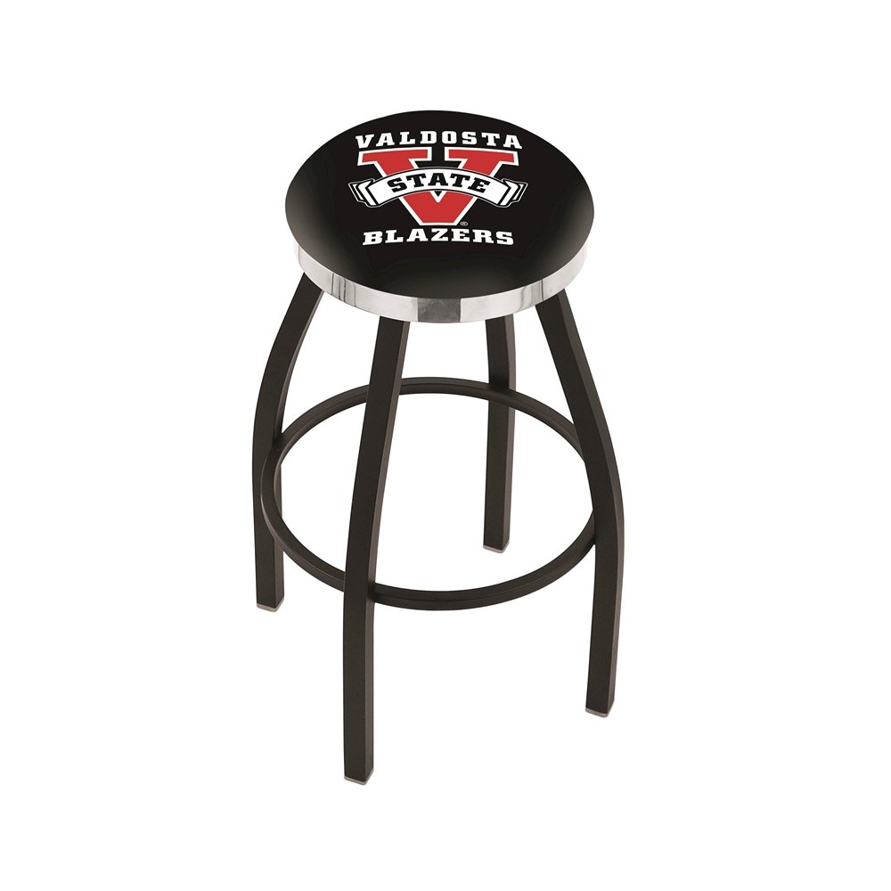 36" L8B2C - Black Wrinkle Valdosta State Swivel Bar Stool with Chrome Accent Ring by Holland Bar Stool Company. Picture 1