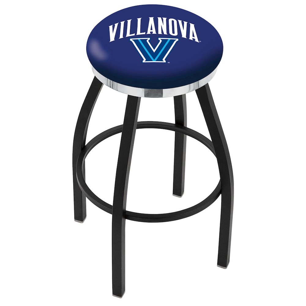 36" L8B2C - Black Wrinkle Villanova Swivel Bar Stool with Chrome Accent Ring by Holland Bar Stool Company. Picture 1
