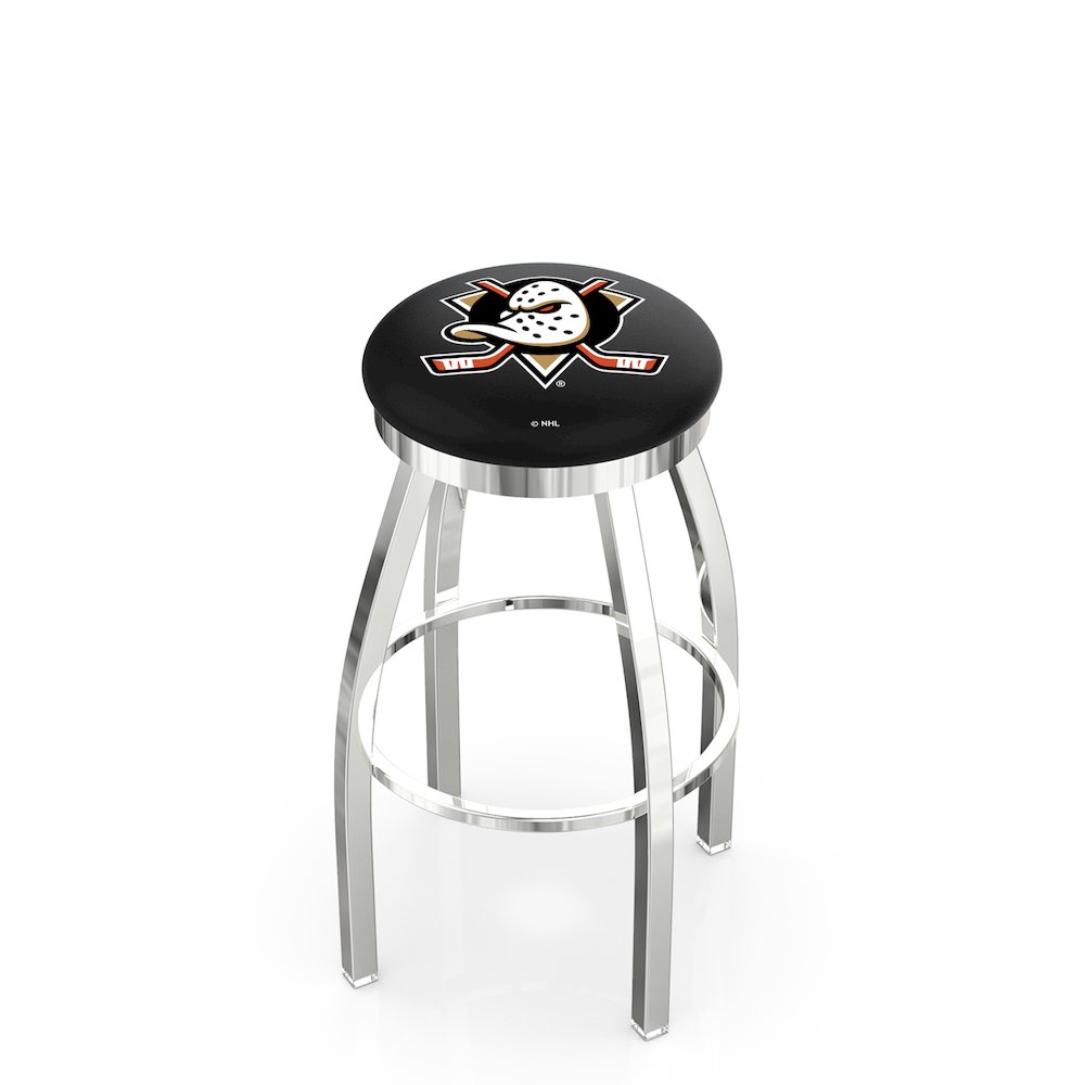 25" L8C2C - Chrome Anaheim Ducks Swivel Bar Stool with Accent Ring by Holland Bar Stool Company. Picture 1