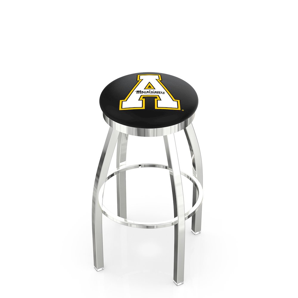 25" L8C2C - Chrome Appalachian State Swivel Bar Stool with Accent Ring by Holland Bar Stool Company. Picture 1