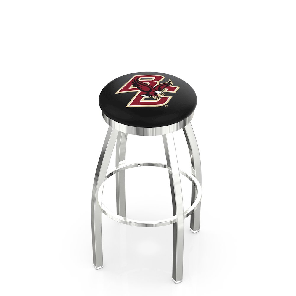 25" L8C2C - Chrome Boston College Swivel Bar Stool with Accent Ring by Holland Bar Stool Company. Picture 1