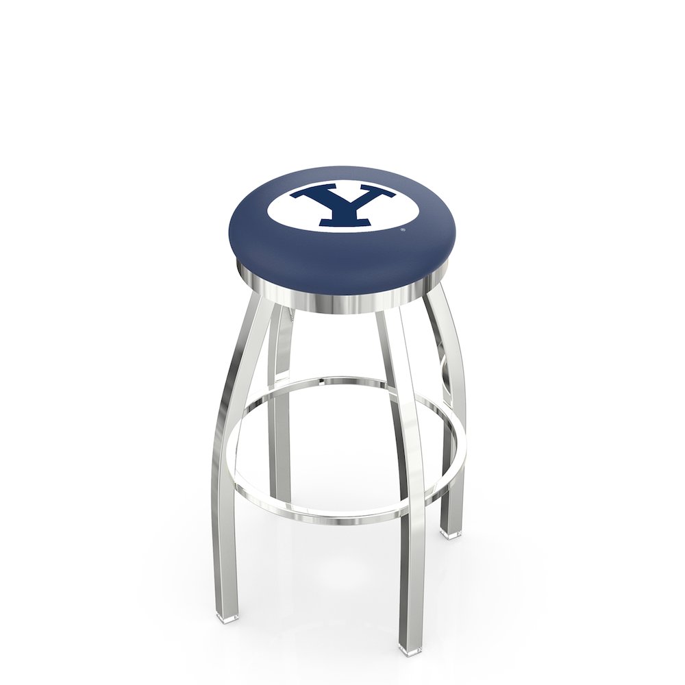 36" L8C2C - Chrome Brigham Young Swivel Bar Stool with Accent Ring by Holland Bar Stool Company. Picture 1