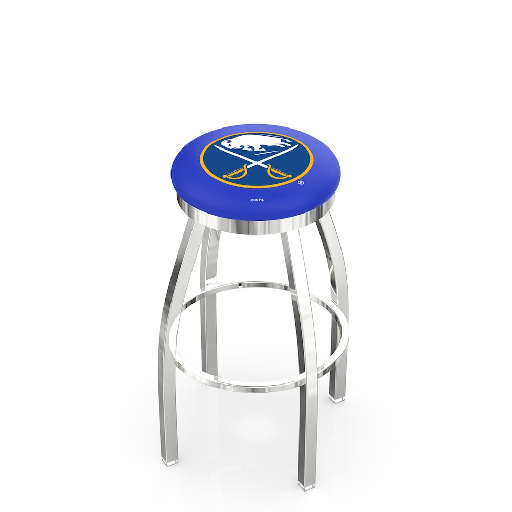 25" L8C2C - Chrome Buffalo Sabres Swivel Bar Stool with Accent Ring by Holland Bar Stool Company. Picture 1
