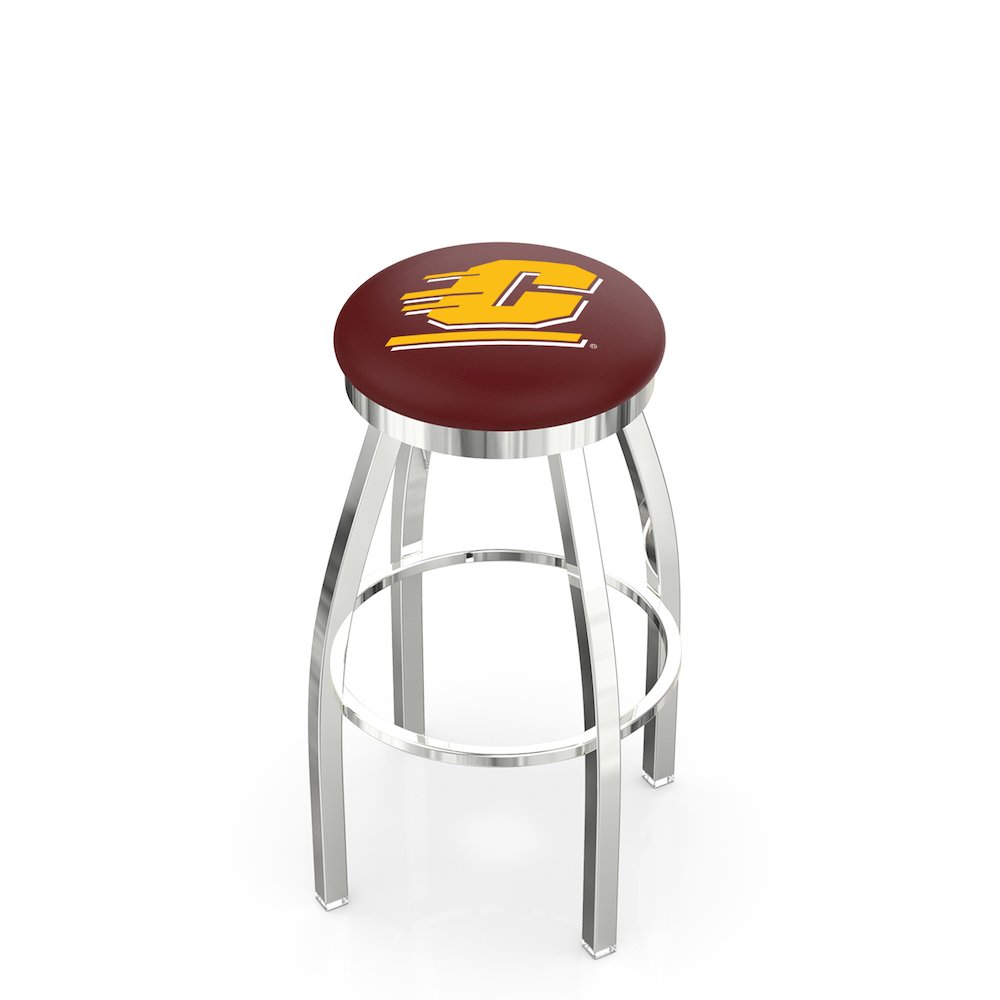 25" L8C2C - Chrome Central Michigan Swivel Bar Stool with Accent Ring by Holland Bar Stool Company. Picture 1