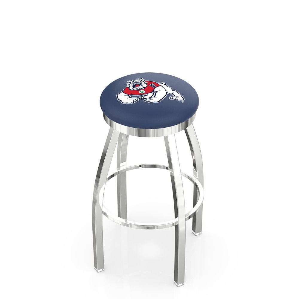 30" L8C2C - Chrome Fresno State Swivel Bar Stool with Accent Ring by Holland Bar Stool Company. Picture 1