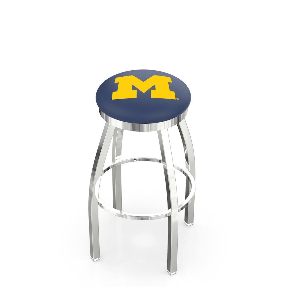 25" L8C2C - Chrome Michigan Swivel Bar Stool with Accent Ring by Holland Bar Stool Company. Picture 1