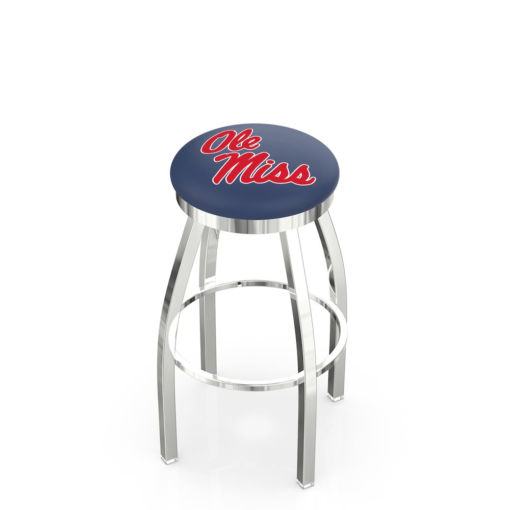 25" L8C2C - Chrome Ole' Miss Swivel Bar Stool with Accent Ring by Holland Bar Stool Company. Picture 1