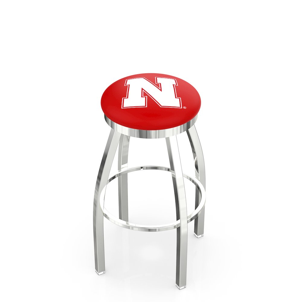 25" L8C2C - Chrome Nebraska Swivel Bar Stool with Accent Ring by Holland Bar Stool Company. Picture 1