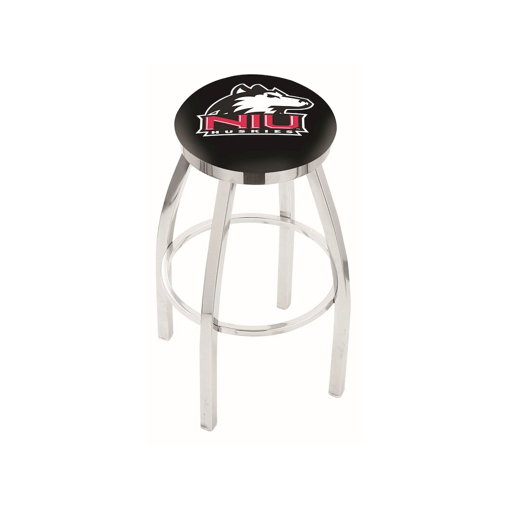 30" L8C2C - Chrome Northern Illinois Swivel Bar Stool with Accent Ring by Holland Bar Stool Company. Picture 1