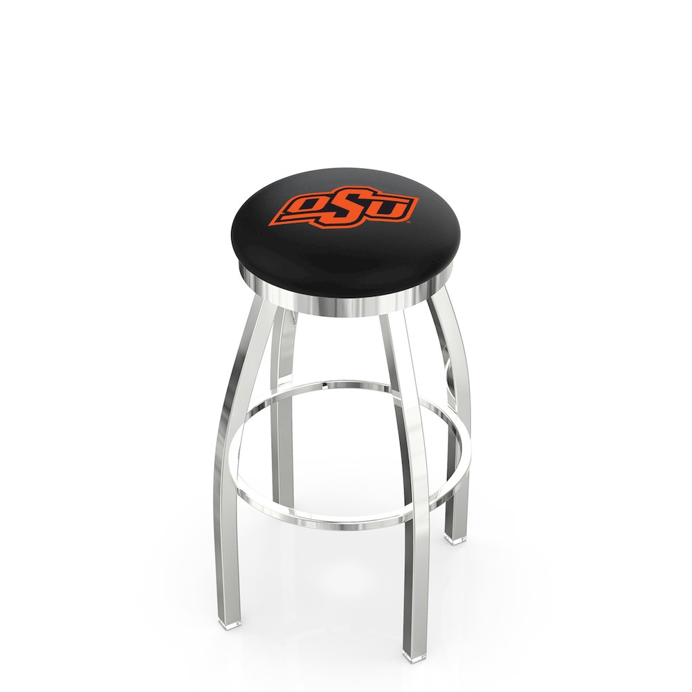 30" L8C2C - Chrome Oklahoma State Swivel Bar Stool with Accent Ring by Holland Bar Stool Company. Picture 1
